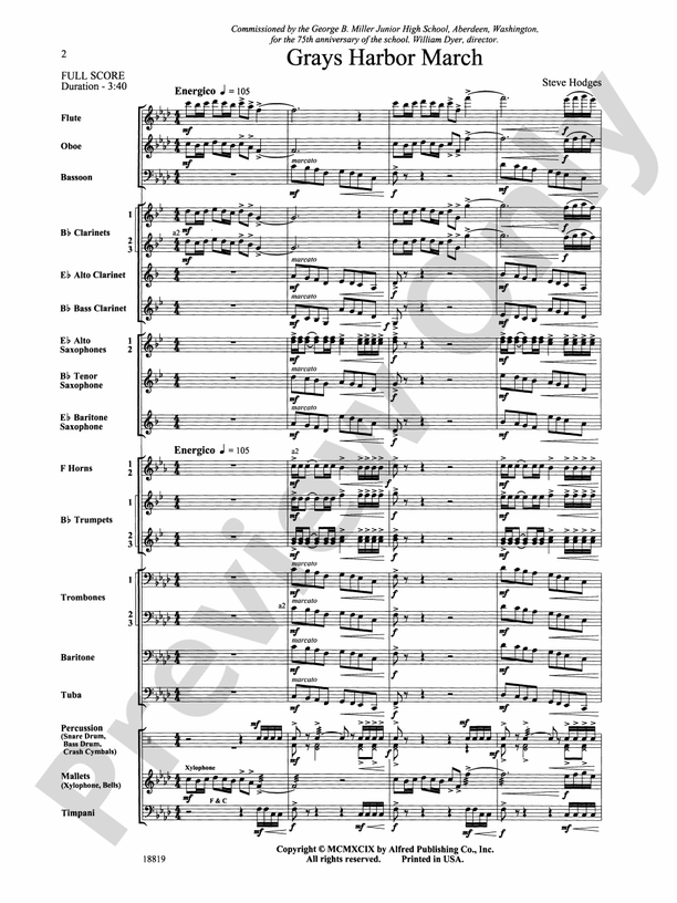 Grays Harbor March - Concert Band Conductor Score & Parts (Digital Download)