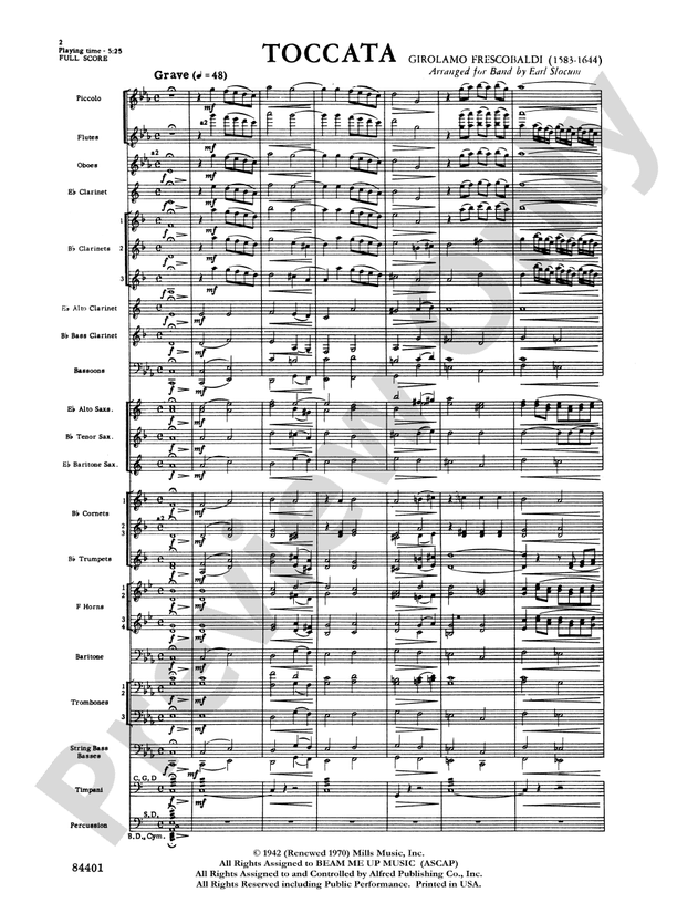 Toccata - Concert Band Conductor Score & Parts (Digital Download)