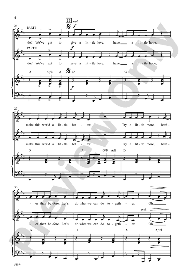 Give a Little Love - 2 Part Treble Choral Octavo (Digital Download)