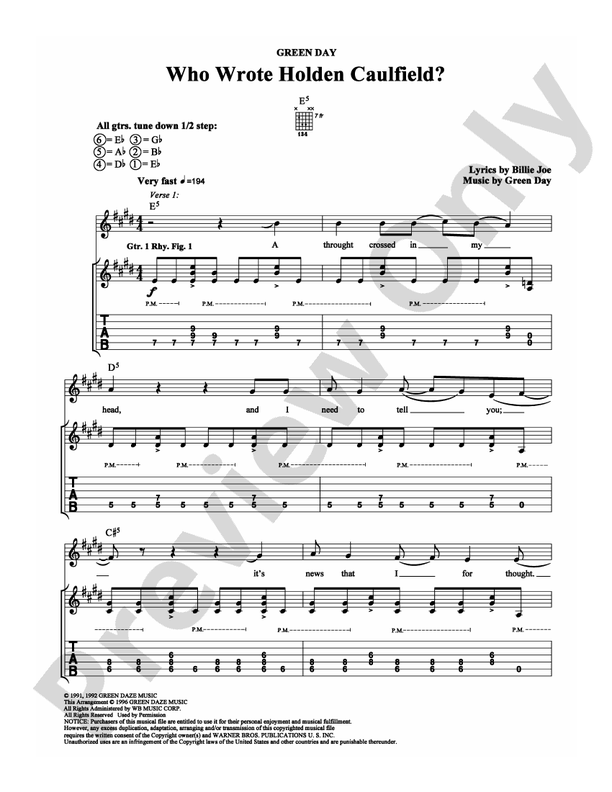 Who Wrote Holden Caulfield? - Guitar TAB (Digital Download)