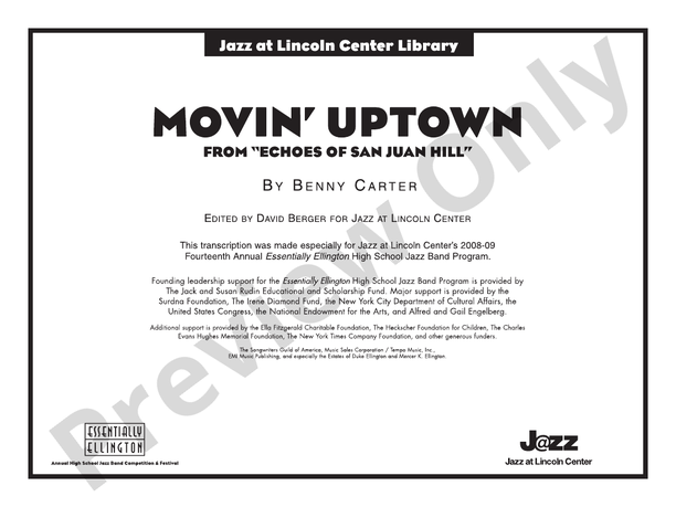 Movin' Uptown - Jazz Ensemble Conductor Score & Parts (Digital Download)