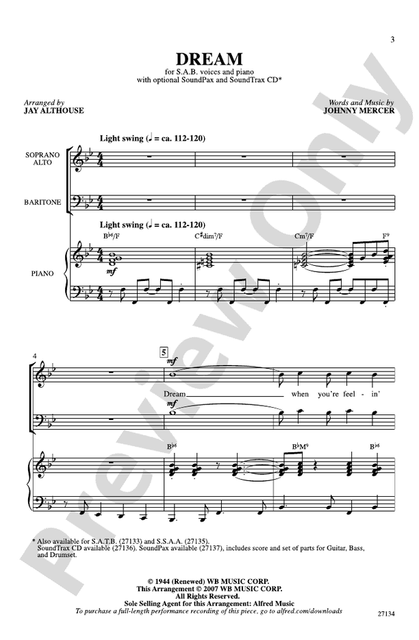 Dream – SAB Choral Octavo (Digital Download)