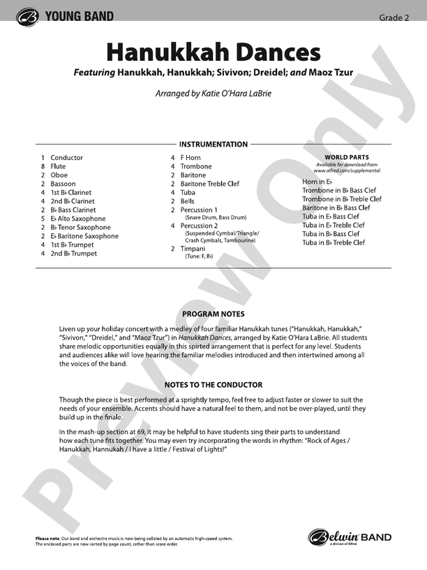 Hanukkah Dances - Concert Band Conductor Score & Parts (Digital Download)