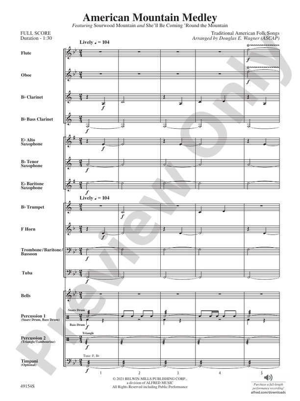 American Mountain Medley - Concert Band Conductor Score & Parts (Digital Download)