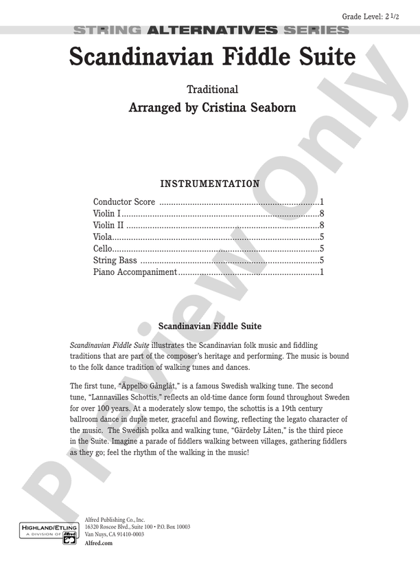 Scandanavian Fiddle Suite – String Orchestra Conductor Score & Parts (Digital Download)