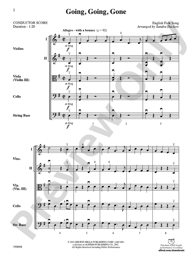 Going, Going, Gone – String Orchestra Conductor Score & Parts (Digital Download)