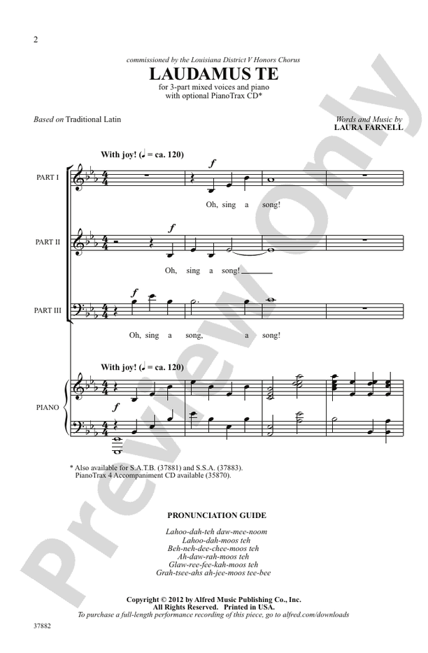Laudamus Te - Arr. Laura Farnell – 3-Part Mixed Choral Octavo (Digital Download)