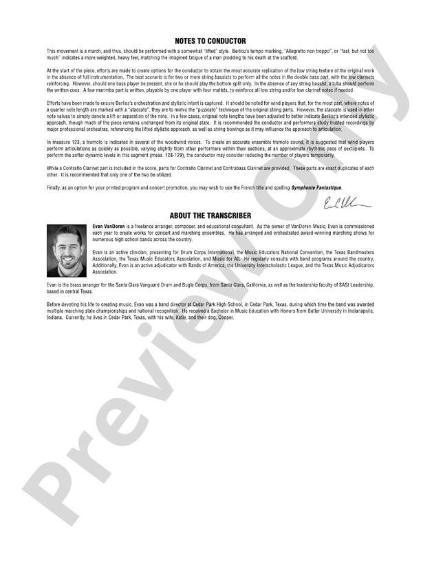 Symphony Fantastique - IV. March to the Scaffold - Concert Band Conductor Score & Parts(Digital Download)