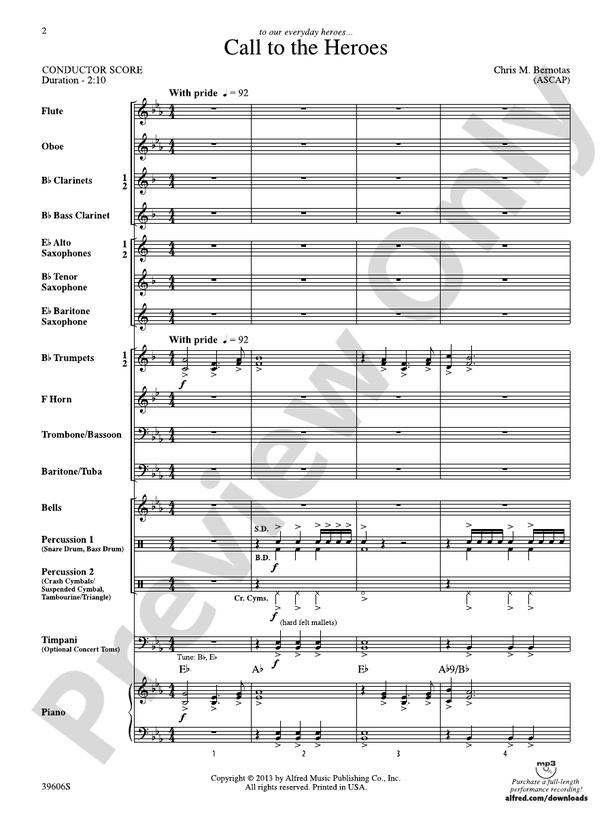 Call to the Heroes - Concert Band Conductor Score & Parts (Digital Download)