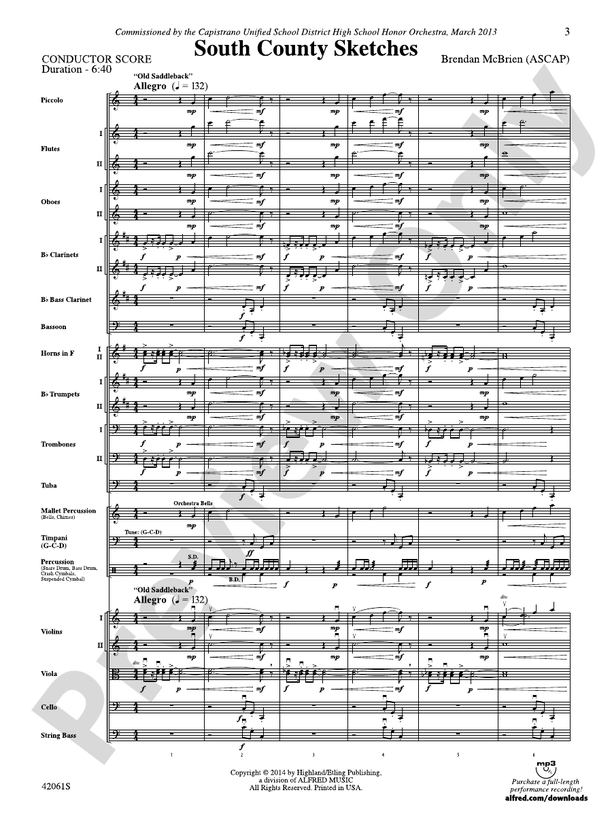 South County Sketches – Full Orchestra Conductor Score & Parts (Digital Download)
