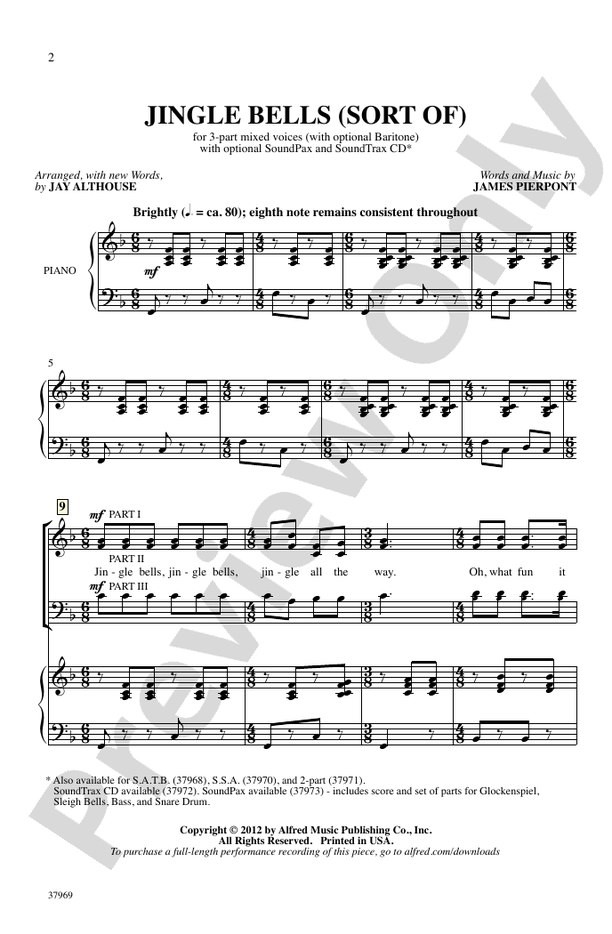 Jingle Bells (Sort Of) – 3-Part Mixed (with Opt. Baritone) Choral Octavo (Digital Download)