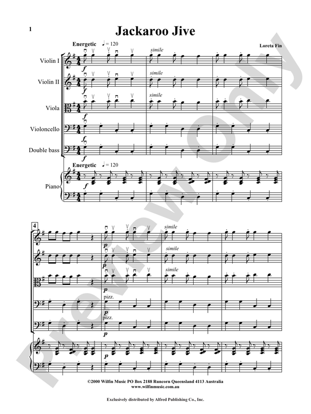 Jackaroo Jive - Loreta Fin – String Orchestra Conductor Score & Parts (Digital Download)