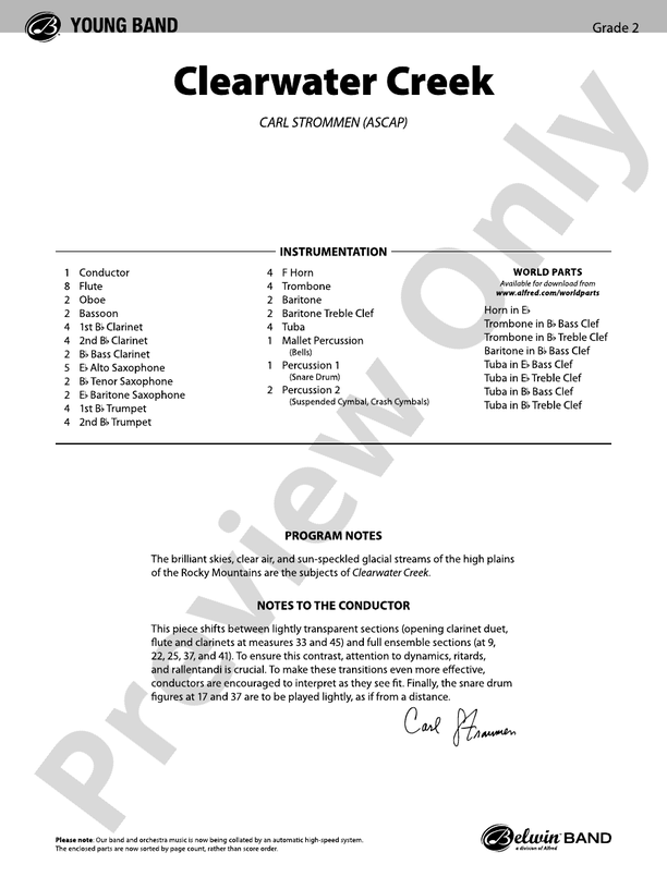 Clearwater Creek - Concert Band Conductor Score & Parts (Digital Download)