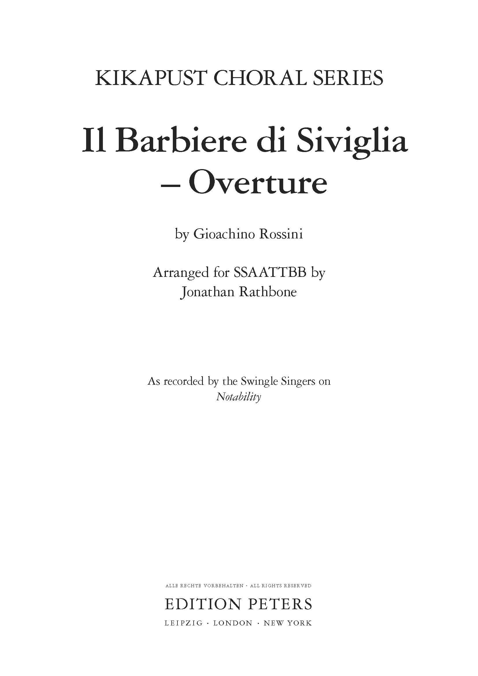 Rossini - Il Barbiere di Siviglia - Overture - SATB Vocal Score (Digital Download)