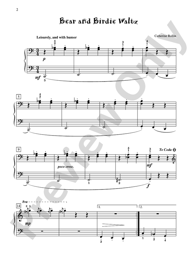Bear and Birdie Waltz - Piano Solo (Digital Download)