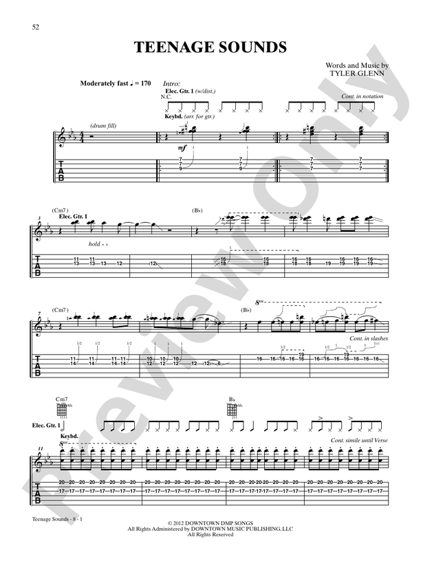Teenage Sounds - Guitar TAB (Digital Download)