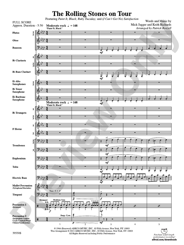 The Rolling Stones on Tour - Concert Band Conductor Score & Parts (Digital Download)