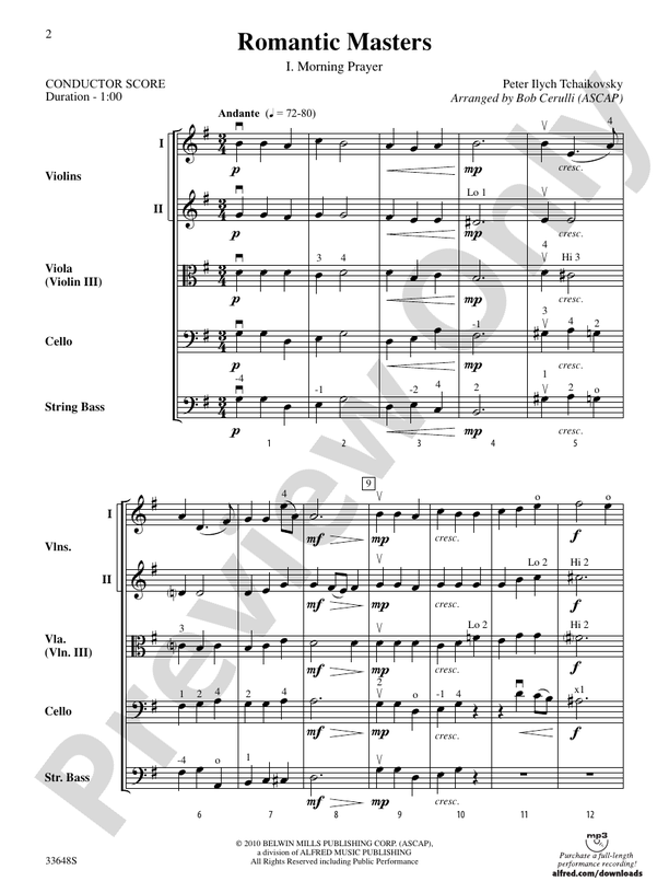 Romantic Masters – String Orchestra Conductor Score & Parts (Digital Download)