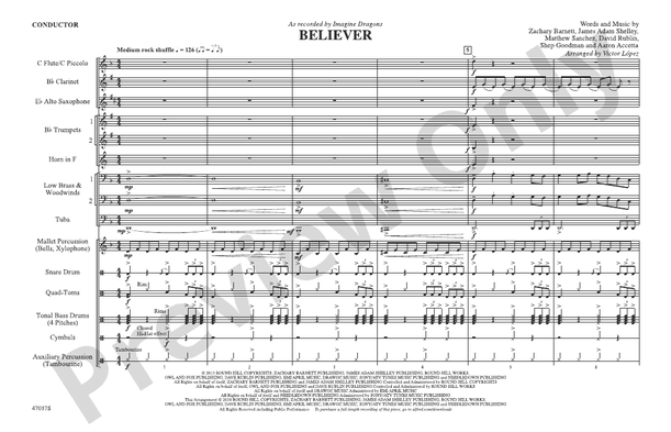 Believer – Marching Band Conductor Score & Parts (Digital Download)