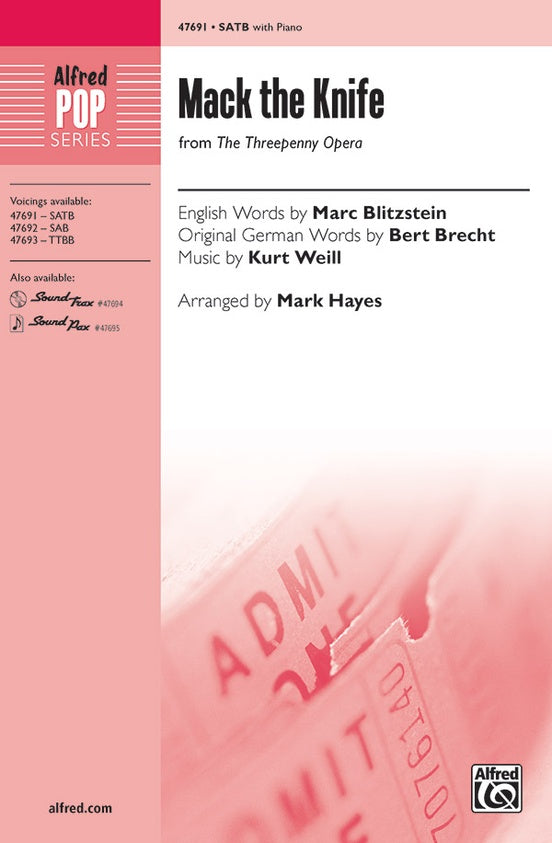 Mack the Knife  - Arr. Mark Hayes – SATB Choral Octavo (Digital Download)