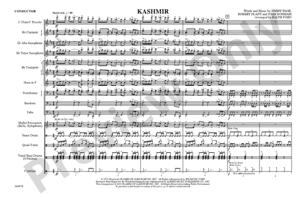 Kashmir – Marching Band Conductor Score & Parts (Digital Download)