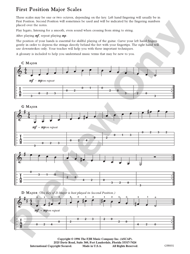No. 1, First Position Major Scales - Easy Guitar (Digital Download)