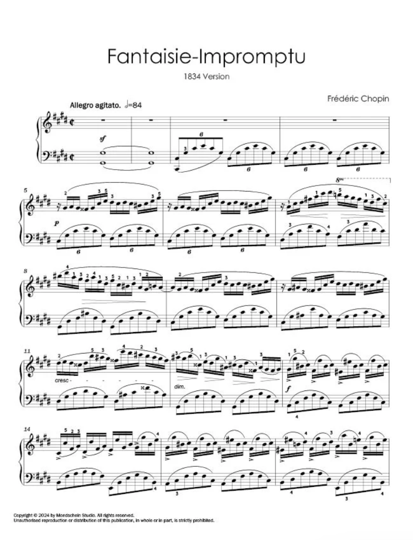 Chopin - Fantaisie-Impromptu, Op. 66 - Piano Solo Mondschein MSP528495