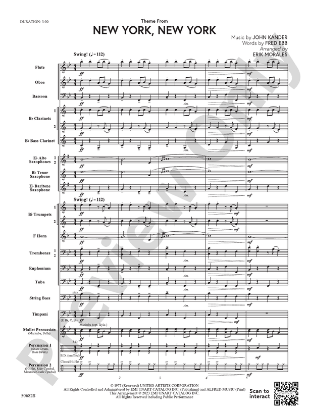 Theme from New York, New York – Concert Band Conductor Score & Parts (Digital Download)