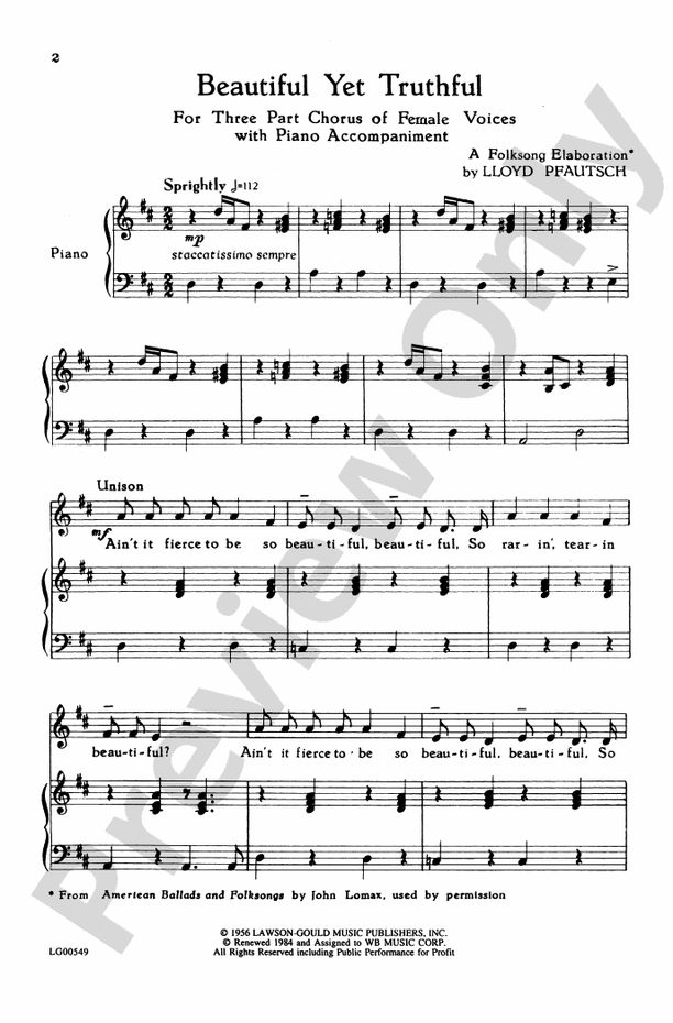 Beautiful Yet Truthful – SSA Choral Octavo (Digital Download)