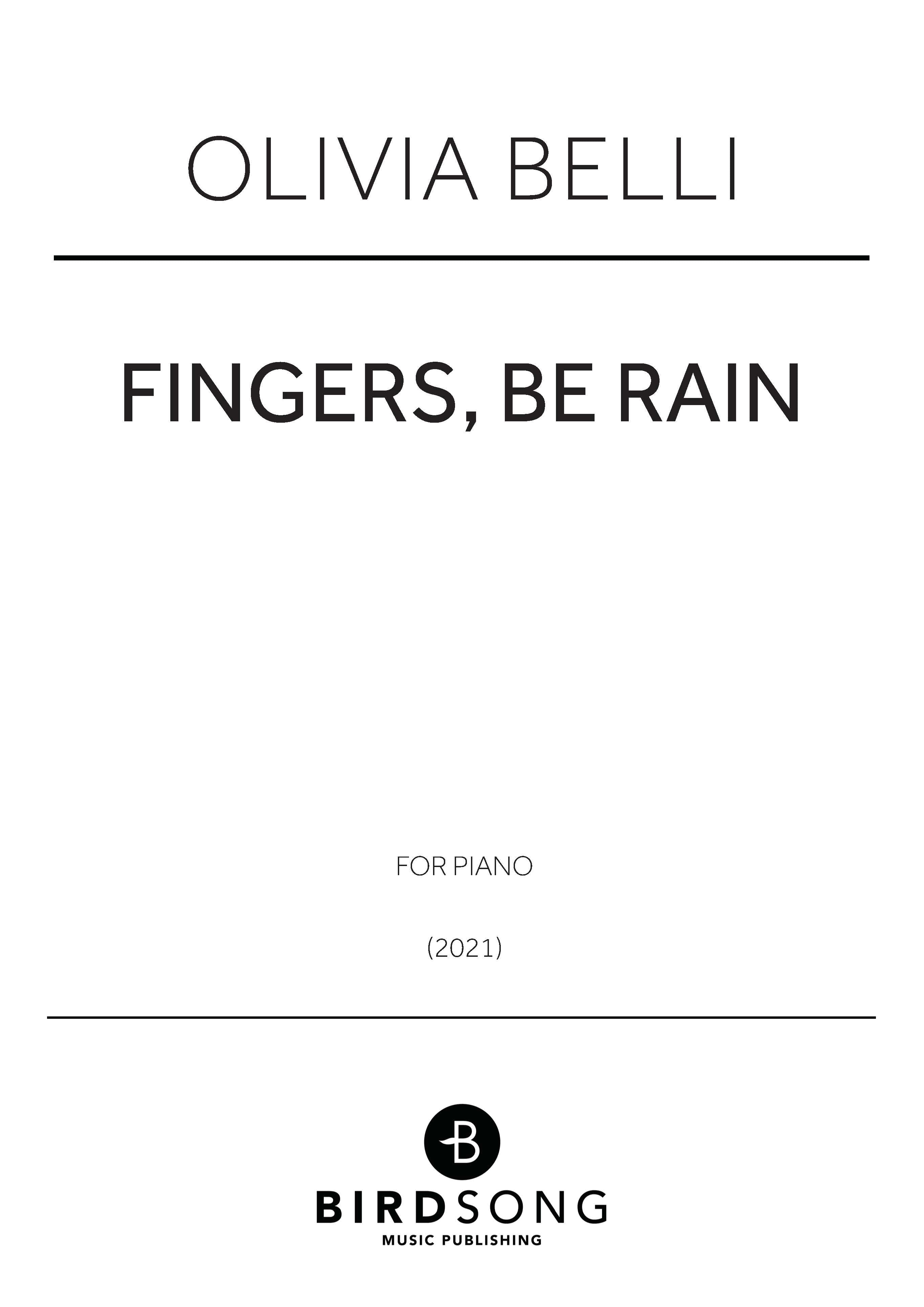 Belli - Fingers, Be Rain - Piano Solo (Digital Download)