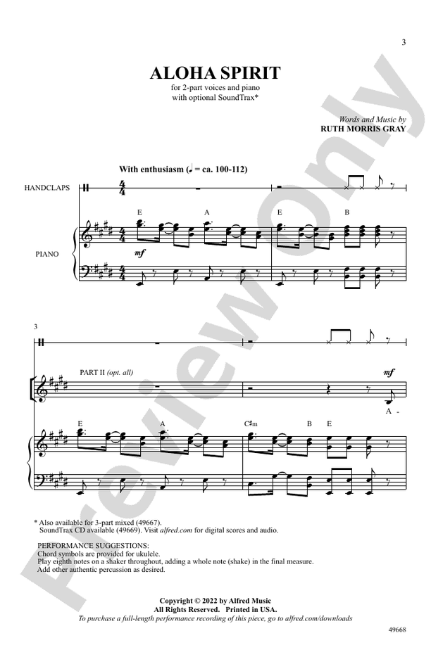 Aloha Spirit - 2 Part Treble Choral Octavo (Digital Download)