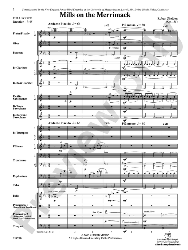 Mills on the Merrimack - Concert Band Conductor Score & Parts (Digital Download)