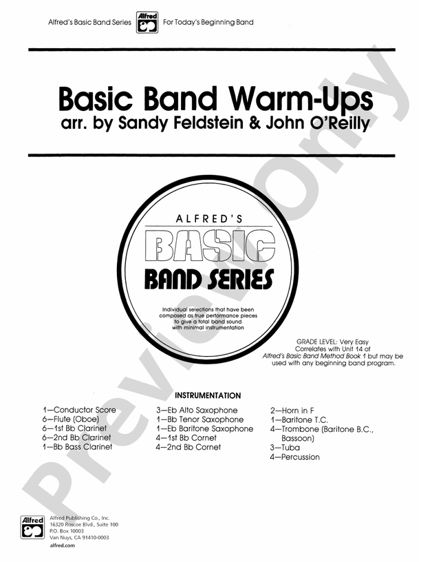 Basic Band Warm-ups - Concert Band Conductor Score & Parts (Digital Download)