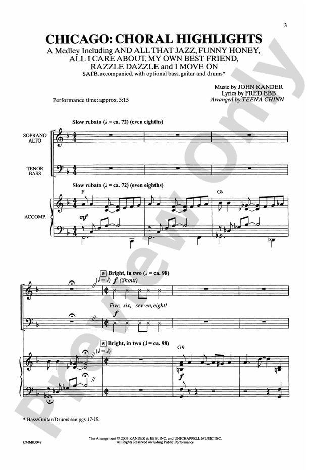 Chicago: Choral Highlights (A Medley) - SATB Choral Octavo (Digital Download)