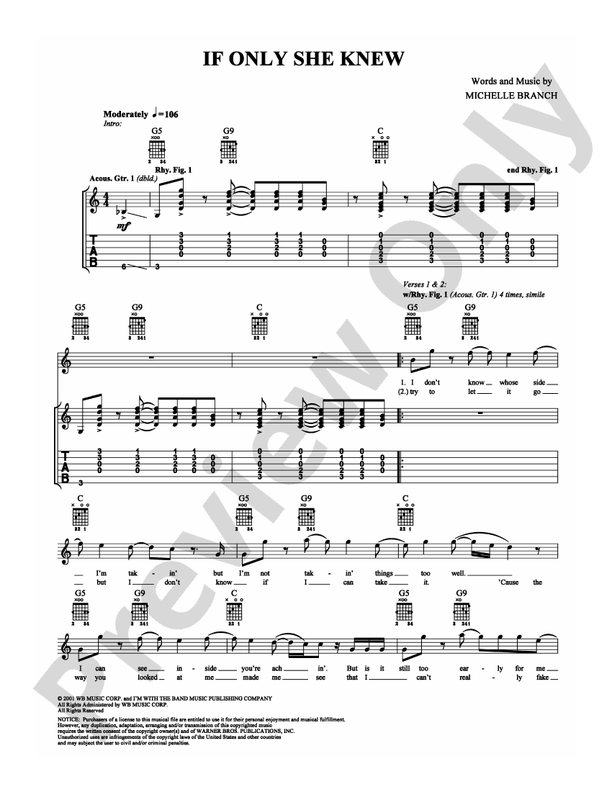 If Only She Knew - Guitar TAB (Digital Download)