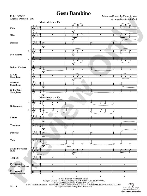 Gesu Bambino - Concert Band Conductor Score & Parts (Digital Download)