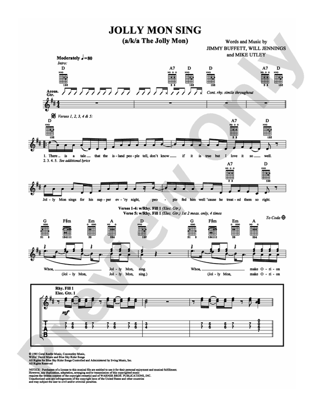 Jolly Mon Sing - Guitar TAB (Digital Download)