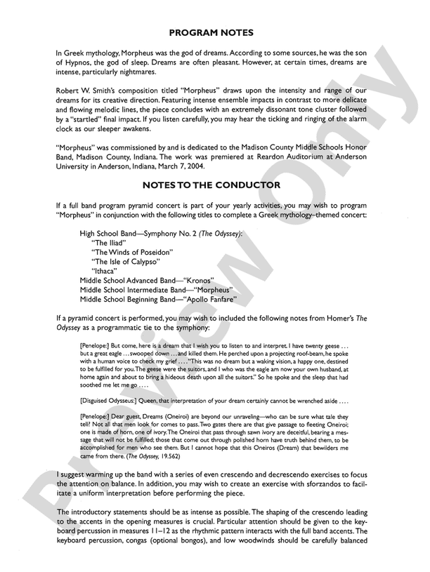 Morpheus - Concert Band Conductor Score & Parts (Digital Download)