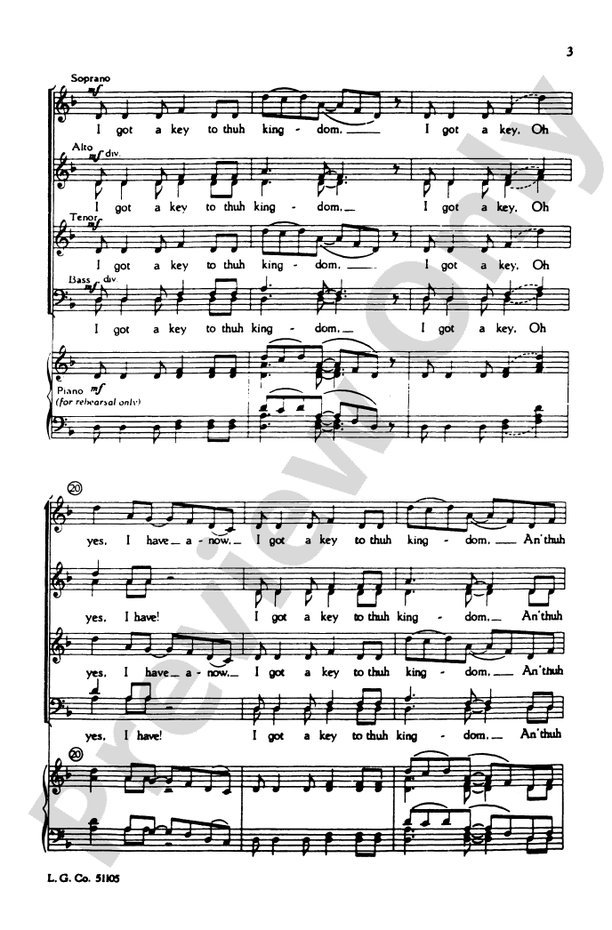 I Got a Key – SATB Choral Octavo - Digital Sheet Music Download (Digital Download)