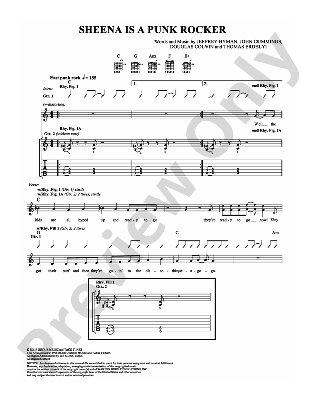 Sheena Is a Punk Rocker - Easy Guitar (Digital Download)