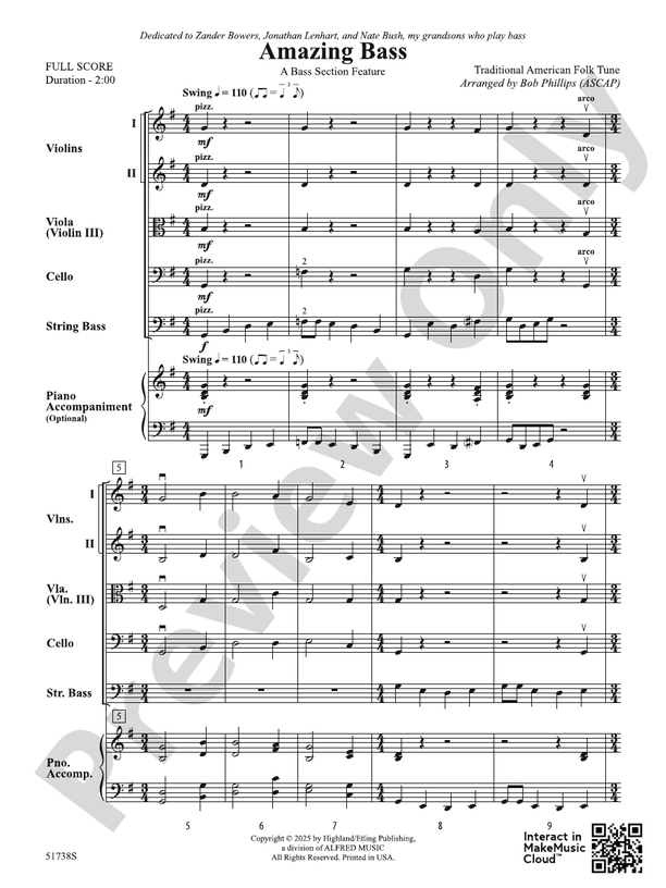 Amazing Bass - String Orchestra Conductor Score & Parts (Digital Download)