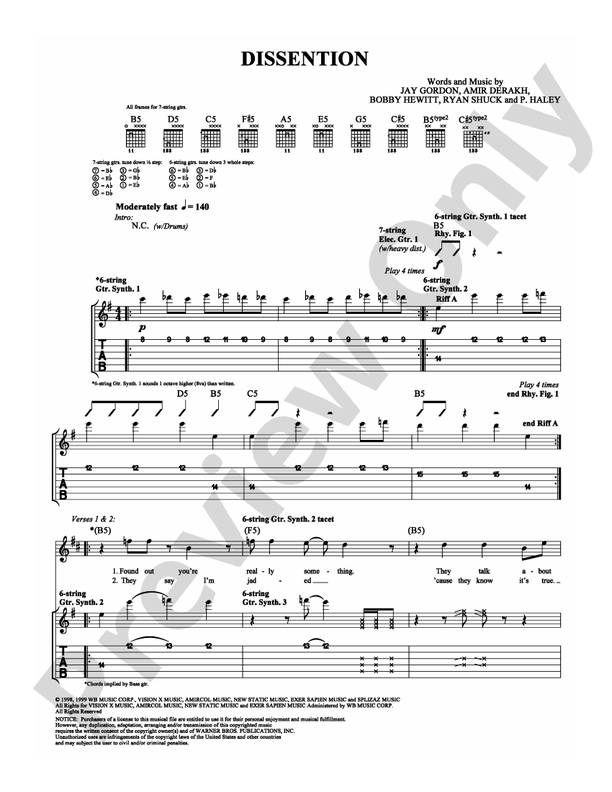 Dissention - Guitar TAB (Digital Download)