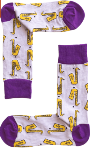 Saxophone Socks - Lilac with Purple Size 3-8