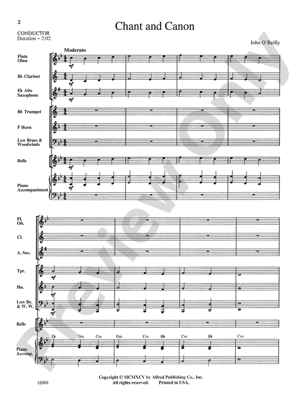 Chant and Canon - Concert Band Conductor Score & Parts (Digital Download)