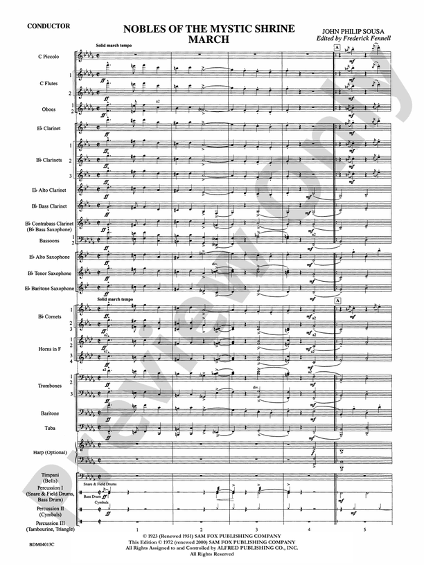 Nobles of the Mystic Shrine (March) - Concert Band Conductor Score & Parts (Digital Download)