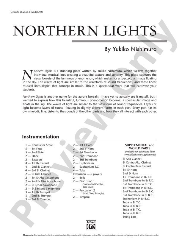 Northern Lights - Concert Band Conductor Score & Parts (Digital Download)