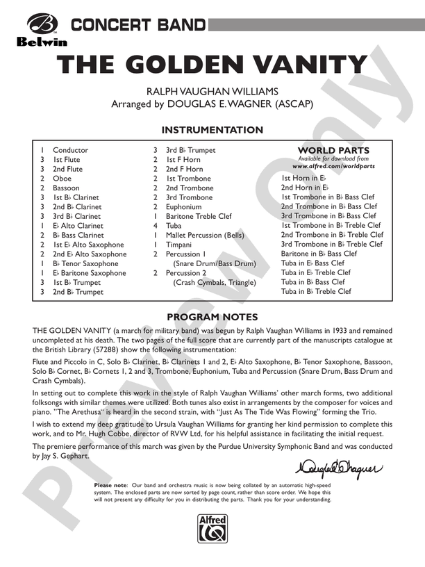 The Golden Vanity - Concert Band Conductor Score & Parts (Digital Download)