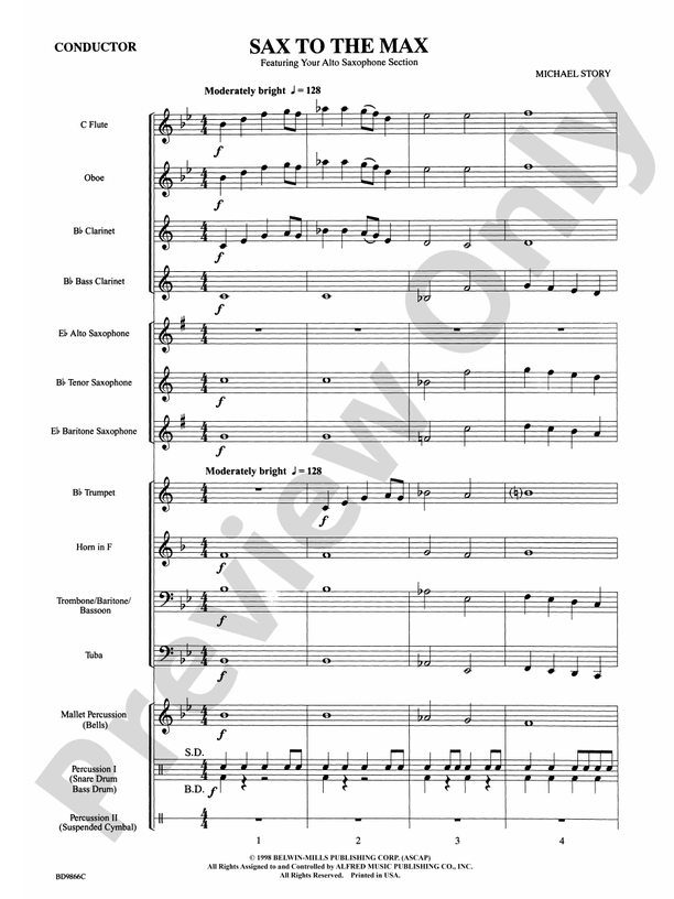 Sax to the Max (featuring your Alto Saxophone Section) - Concert Band Conductor Score & Parts (Digital Download)