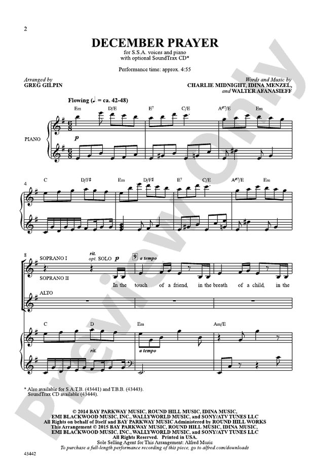 December Prayer – SSA Choral Octavo (Digital Download)