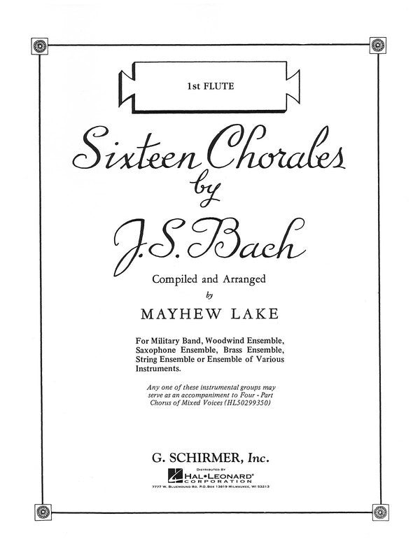 16 Chorales for Piccolo - Arr.Lake - Bach J.S - G Schirmer 50351570
